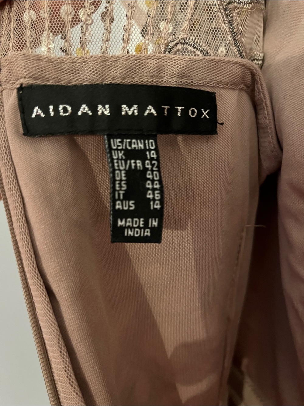 Aidan Mattox Rose Taupe Beaded Evening Dress